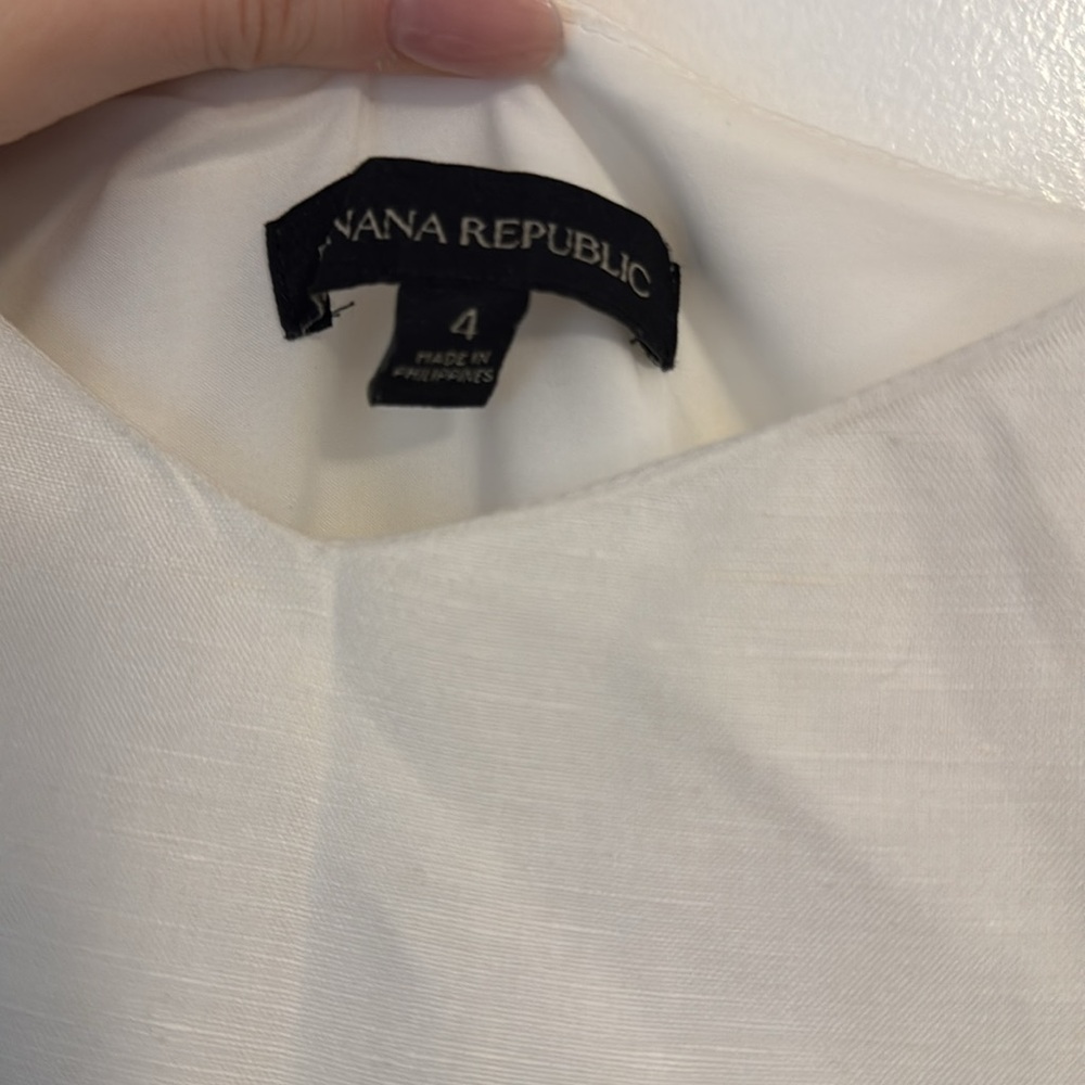 Banana Republic Linen Blend Bridal White Wrap Mini Dress 4 - Picture 5 of 7